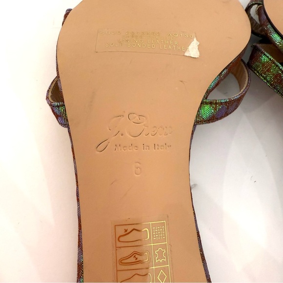 J. Crew Disco Dot Iridescent Strappy Mule Kitten Heel Size 6 Color Shifting - Picture 8 of 9